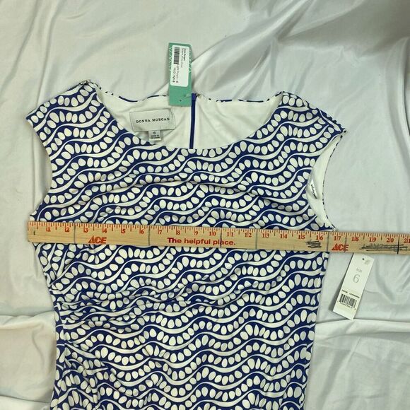 Donna Morgan Darleene Jersey Dress Purple Geometric Print Waves Size 6 Office - Picture 11 of 13